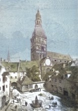 City of Riga, Latvia, Herderplatz and the Old Town Hall/City of Riga, Latvia, the Herder Square and