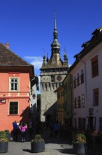 Romania, the hour tower in the historic old town of Sighisoara, German Sighisoara, town in Mures