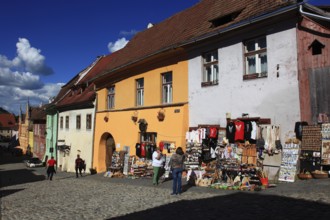 Romania, souvenir shops in the historic upper town, old town of Sighisoara, German Sighisoara, town