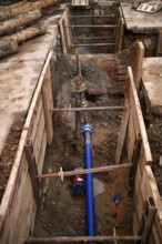 Construction site, civil engineering, water renewal, water pipes, water supply, residential area,