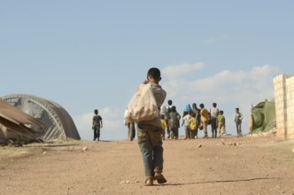 Internally displaced child Syrian refugees in the Atmeh refugee camp, Idlib province Syria, Middle