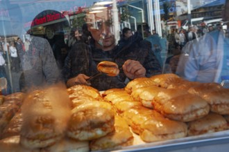 Istanbul, Turkey. November 30th 2019 The famous Turkish Islak or wet hamburger for sale in Taksim