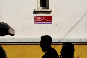 Istanbul, Turkey. September 18th 2021 Iconic street sign for the famous main shopping avenue of