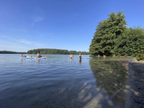 Schmaler Luzin, Klarwassersee, bathing area near Carwitz, recreation, summer, Hullerbusch and