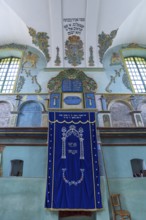 A parochet, curtain in front of the Torah shrine in the interior of the secular synagogue in Lancut