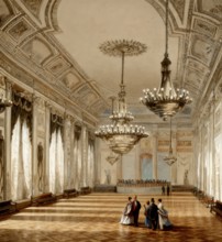 The ballroom, Almack's Assembly Rooms or Willis's Rooms, 19th century, a social club in London,