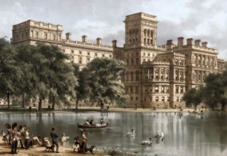The western end of the Foreign and Commonwealth Office's building in 1880, facing St. James's Park,