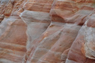 Close-up of red and gray sandstone cliffs with layered formations, Valley of Fire State Park,
