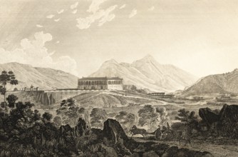 Boa Vista pleasure castle near San Christovao, Potosi district, Andes, horse-drawn carriage, rider,