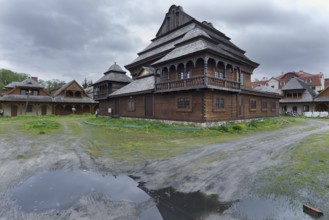 Wooden synagogue, reconstruction of a former Jewish shtetl, Bilgoraj, Poland