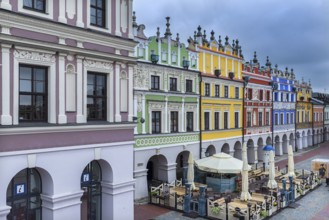 House facades built in the Italian Renaissance style in 1578, Zamosc, Poland