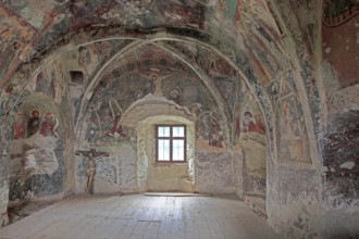 Interior frescoes of the chapel in the fortified church of Honigberg, Harman, Burzenland in