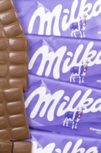 Milka chocolate bar Alpine milk chocolates with logo in Stuttgart, Germany