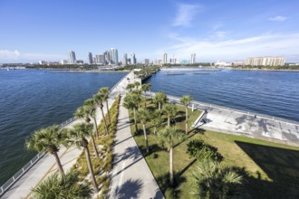 Saint Petersburg Florida skyline on Tampa Bay with St. Pete Pier and skyscrapers in downtown St.