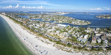 St. Pete Beach near Saint Petersburg Florida beach and sea from above aerial view panorama in St