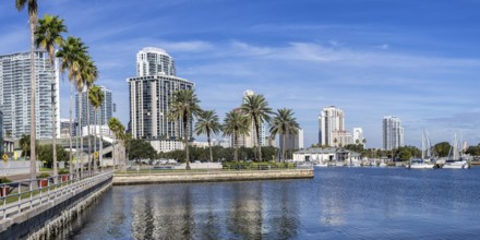 Saint Petersburg Florida Promenade on Tampa Bay with Skyline Panorama in Downtown St. Petersburg,