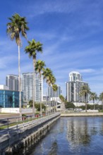 Saint Petersburg Florida Promenade on Tampa Bay with Skyline in Downtown St Petersburg, USA