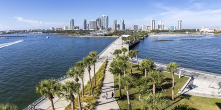 Saint Petersburg Florida skyline on Tampa Bay with St. Pete Pier and skyscrapers panorama in