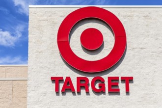 Target supermarket logo at a discount store branch in Tampa, USA
