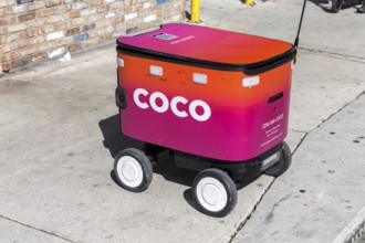 Delivery robot for Essen self-driving autonomous vehicles from Coco Robotics in Miami, USA