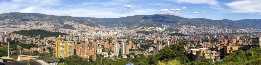 Medellin panoramic skyline view from Calasanz of skyscrapers with the city center in Medellín,