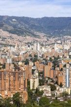 Medellin skyline view from Calasanz of skyscrapers with the city center in Medellín, Colombia