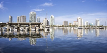 Saint Petersburg Skyline Florida Marina with Boat Panorama on Tampa Bay in Downtown St Petersburg,