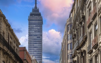 Mexico City Landmark tower Torre Latinoamericana near the Alameda Central Park and Zocalo historic