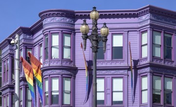 San Francisco, USA, colorful building of gay and LGBTQ community in Castro district. Central hub