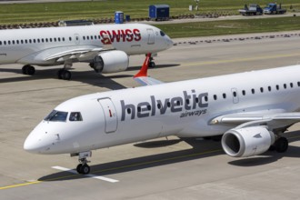 Embraer 190 and Airbus A220-300 Helvetic Airways and Swiss aircraft with the HB-JVM license plate