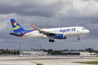 An Airbus A320 Spirit Airlines aircraft with the license plate N631NK at Miami airport, USA
