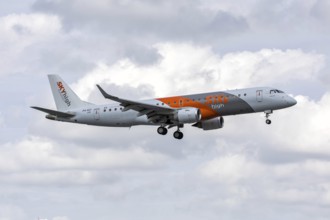 An Embraer 190 Sky High Dominicana aircraft with license plate P4-KCI at Miami airport, USA