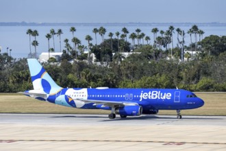 A JetBlue Airways Airbus A320 aircraft with license plate N796JB at Tampa airport, USA