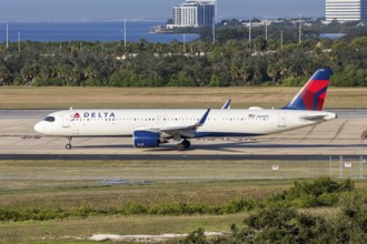 An Airbus A321neo Delta Air Lines aircraft with the license plate N509DT at Tampa airport, USA