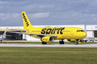 An Airbus A320 Spirit Airlines aircraft with license plate N605NK at Fort Lauderdale airport, USA