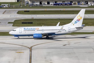 A Bahamasair Boeing 737-700 aircraft with license plate C6-BFY at Fort Lauderdale airport, USA