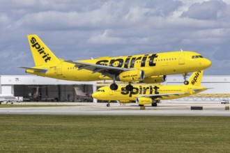 Spirit Airlines Airbus A320 aircraft with license plate N697NK at Fort Lauderdale airport, USA