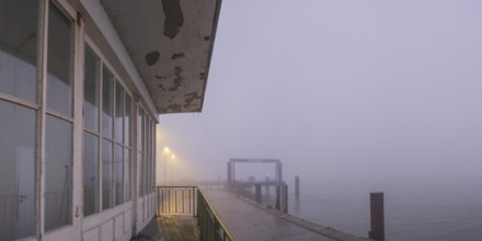 View along a long balcony of Steubenhöft of the ferry terminal at Lübbenkai, Cuxhaven, Lower