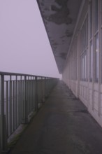 View along a long balcony of Steubenhöft, Cuxhaven, Lower Saxony, Germany