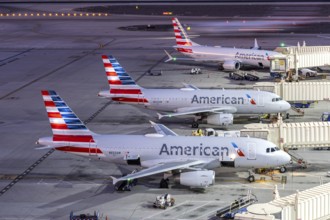 Boeing and Airbus American Airlines aircraft with license plate N832AW at Phoenix airport, USA
