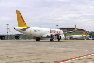 An Airbus A320neo Pegasus Airlines aircraft with the license plate TC-NBL at the airport in