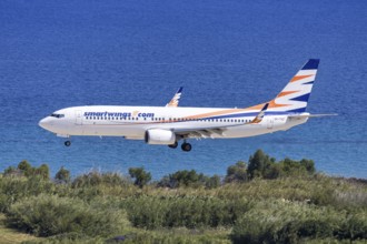 A Smartwings Boeing 737-800 aircraft with the license plate SP-TVZ at Rhodes airport, Greece