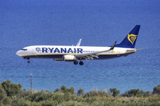 A Ryanair Boeing 737-800 aircraft with the license plate SP-RSR at Rhodes airport, Greece
