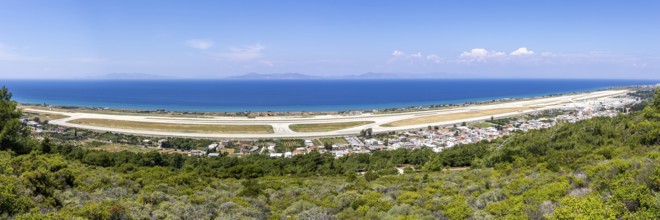 Panoramic view of Rhodes airport, Greece