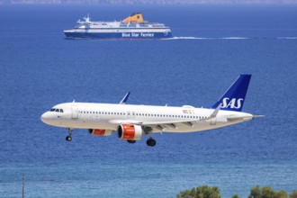 An Airbus A320neo aircraft operated by SAS Scandinavian Airlines with the license plate LN-RGL at