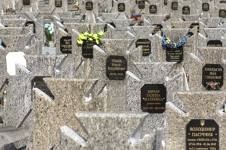 Ukrainian citizen soldier graves on an area of Lützenhofer cemetery Lychakivsky cemetery, Lviv,