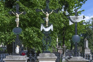 Christ crosses at Lützenhofer cemetery Lychakivsky cemetery, Lviv, Galicia, Ukraine