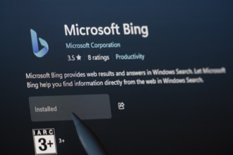 Dhaka, Bangladesh- 19 Sep 2025: A close-up of the Microsoft Bing app from the Microsoft Store is