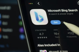 Dhaka, Bangladesh- 24 Oct 2025: A iPad screen displaying the Microsoft Bing app on App store