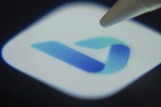 Dhaka, Bangladesh- 06 Dec 2025: Close-up of the Microsoft Bing app on a screen with a stylus